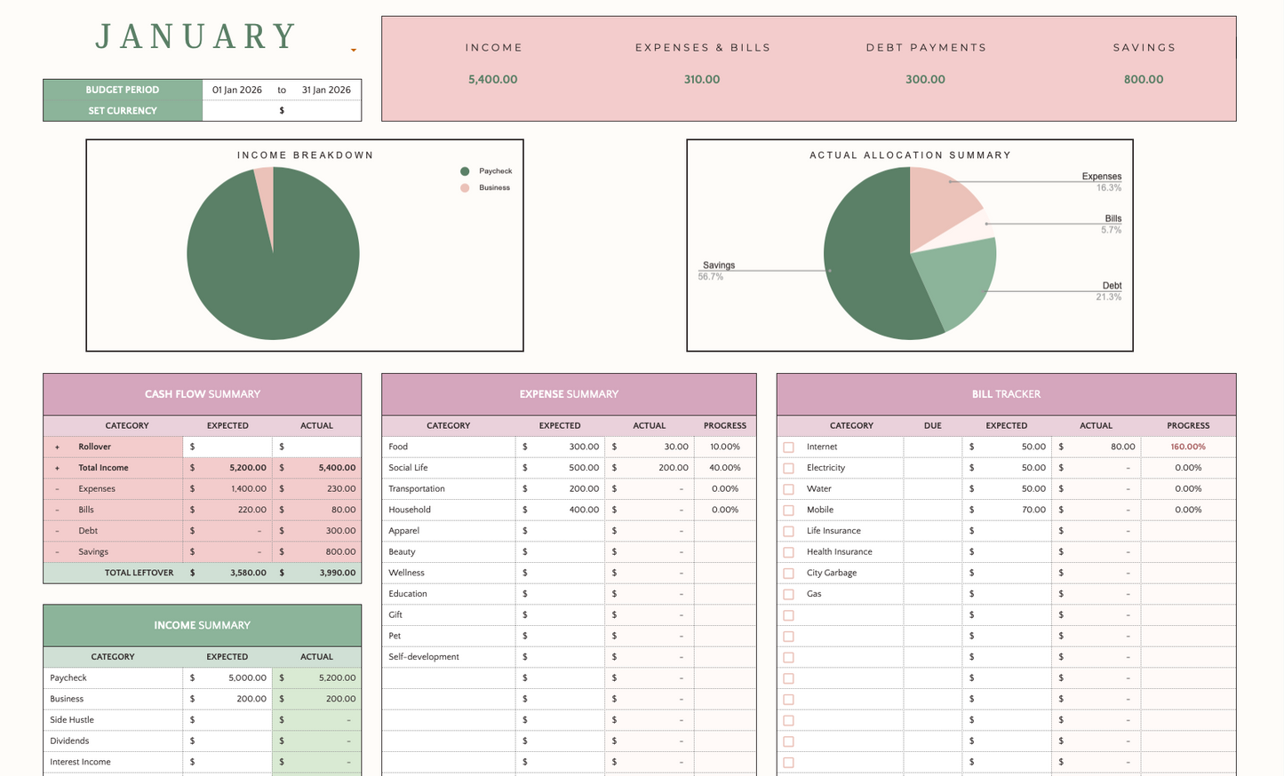 Budget and Net Worth Tracker